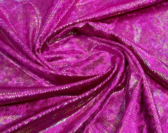 Fuchsia Iridescent Snake Skin On Stretch Velvet - Sold By The Yard - 58"/60" Snake Velvet Spandex Fabric