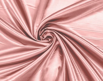 Blush Pink Bridal Satin Fabric: Shiny Heavy Polyester, 60" Wide