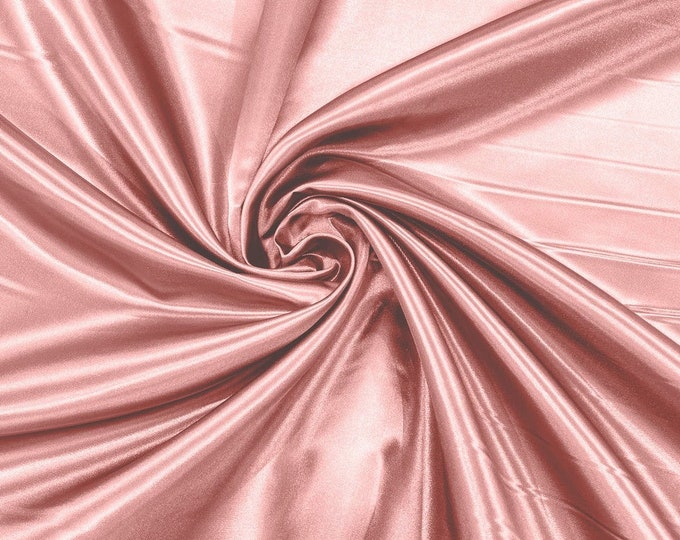 Blush Pink - 60" Shiny Heavy Bridal Satin Fabric for Wedding, Gala, Prom Dress Sold By Yard