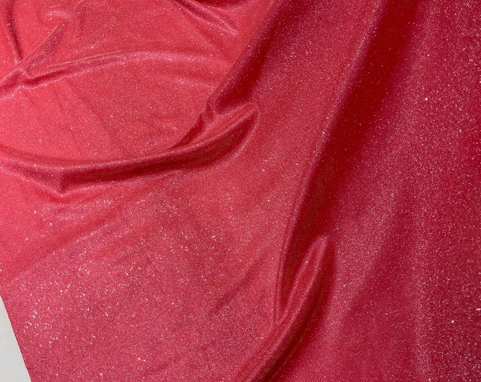 Coral Shimmer Fabric by yard, Stretch Glitter Fabric | Luxury Sparkle Fabric | Glimmer | Glitter Fabric for Prom-Gown-Backdrop