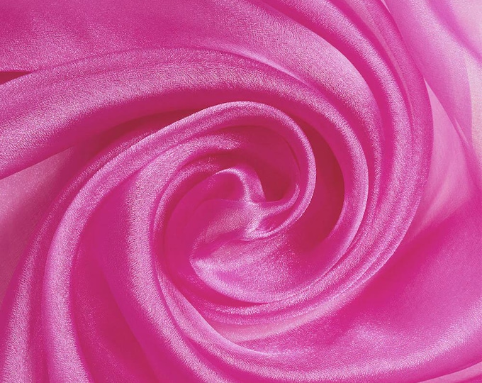 Magenta Sparkle Crystal Organza Fabric: Sheer Shiny Material, 60" Wide