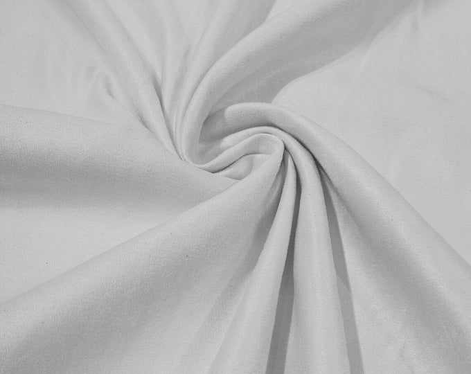 58" Faux Micro Suede Fabric - White - Polyester Micro Suede Fabric for Upholstery / Crafts / Costume Sold By The Yard