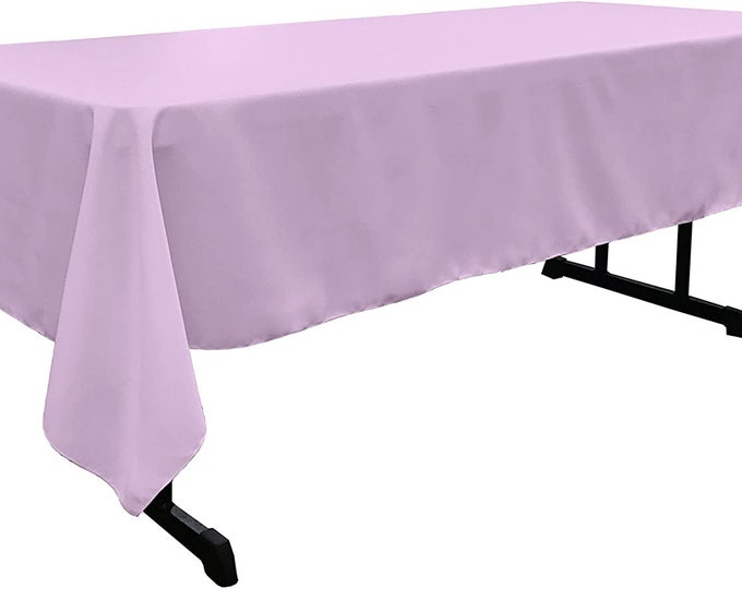 60" Wide Light Lilac Polyester Poplin Rectangular Tablecloth, Polyester Rectangular Cloth Table Covers for All Events (Pick a Size)