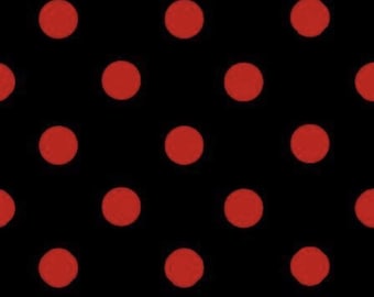 Black and Red Polka Dot Poly Cotton Fabric - 58/60" Wide