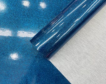 Royal Blue Glitter Upholstery Vinyl Fabric - 54" Wide