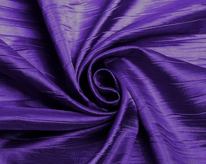 Crushed Taffeta Fabric - Dark Purple - 54" Inch Wide Crushed Taffeta Creased Fabric Sold by The Yard