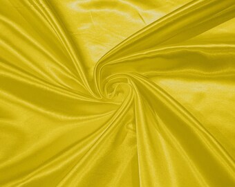 Dark Yellow - 60" Shiny Heavy Bridal Satin Fabric for Wedding, Gala, Prom Dress Sold By Yard