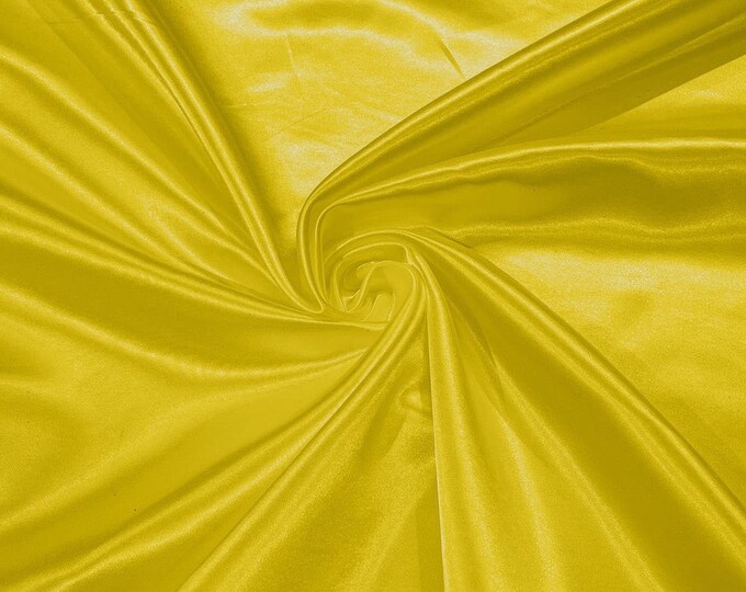 Dark Yellow - 60" Shiny Heavy Bridal Satin Fabric for Wedding, Gala, Prom Dress Sold By Yard