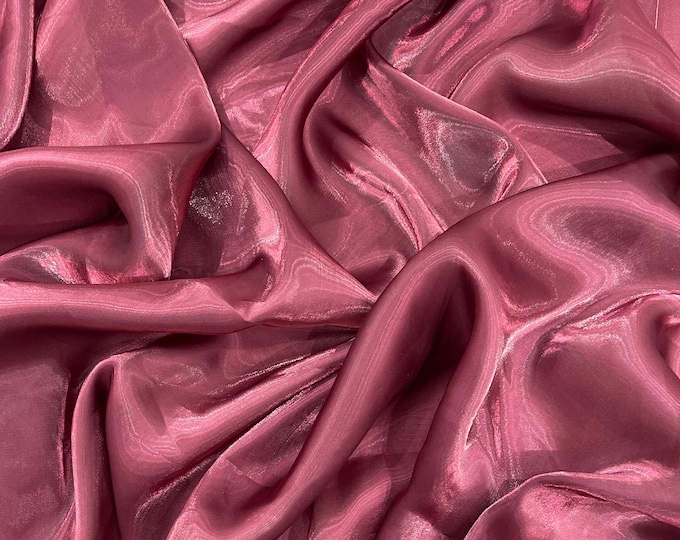 Burgundy Ultra Glossy Shimmer Chiffon Fabric, Bridal Liquid Crystal, 100% Polyester By The Yard
