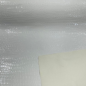 Weißes Vinyl Kunstleder Pleather Geprägt Glänzende Alligator Stoff Polsterstoff Bulk Stock