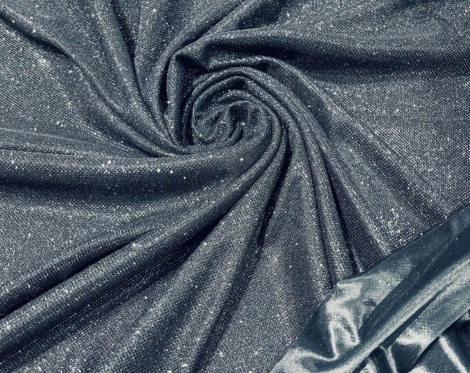 Black Shimmer Fabric by yard, Stretch Glitter Fabric | Luxury Sparkle Fabric | Glimmer | Black Glitter Fabric for Prom-Gown-Backdrop