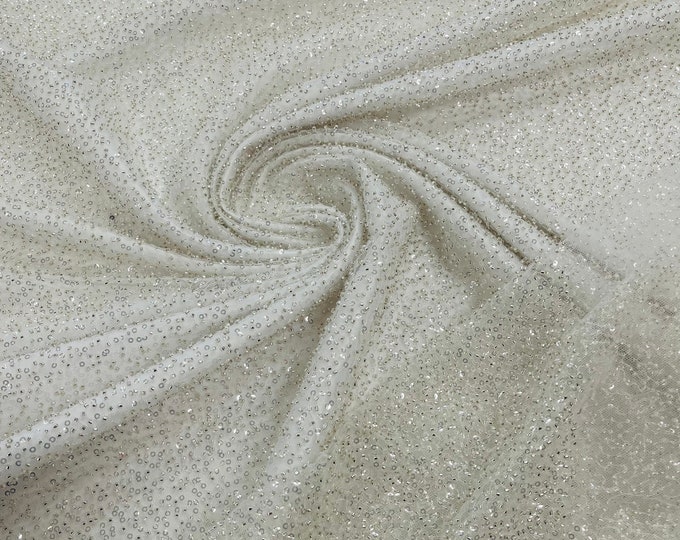 Of White 3D Beaded Lace Fabric| by the yard | heavy Sequin bead Lace for Bridal Wedding Dress, Embroidery  Handmade Lace,Clear Beaded Fabric