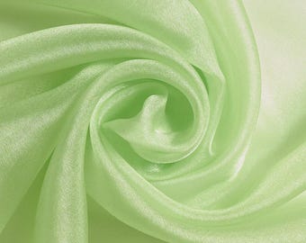 Mint Sparkle Crystal Organza Fabric: Sheer Shiny Material, 60" Wide