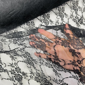Schwarzer Blumen-Spitzenstoff: Stretch Spandex Mesh, wird lose verkauft