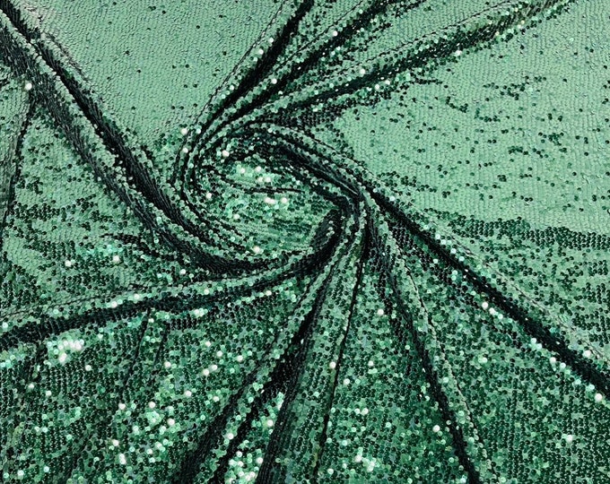 Hunter Green Sequins Taffeta Fabric by the Yard - Embroidery Sequin On a Taffeta 58/60”For Tablecloths/Runners/Curtains