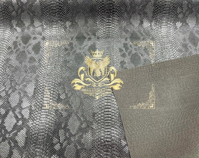 Black Faux Viper Snake Skin Vinyl-faux Leather-3D Scales-sold Vinyl For upholstery  By The Yard (Pick a Size)