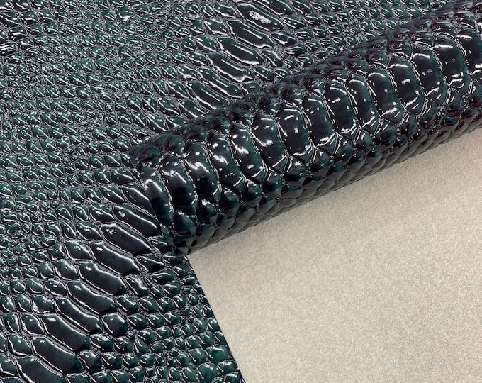 Hunter Green 3D Snake Embossed Vinyl Fabric: Faux Leather Upholstery