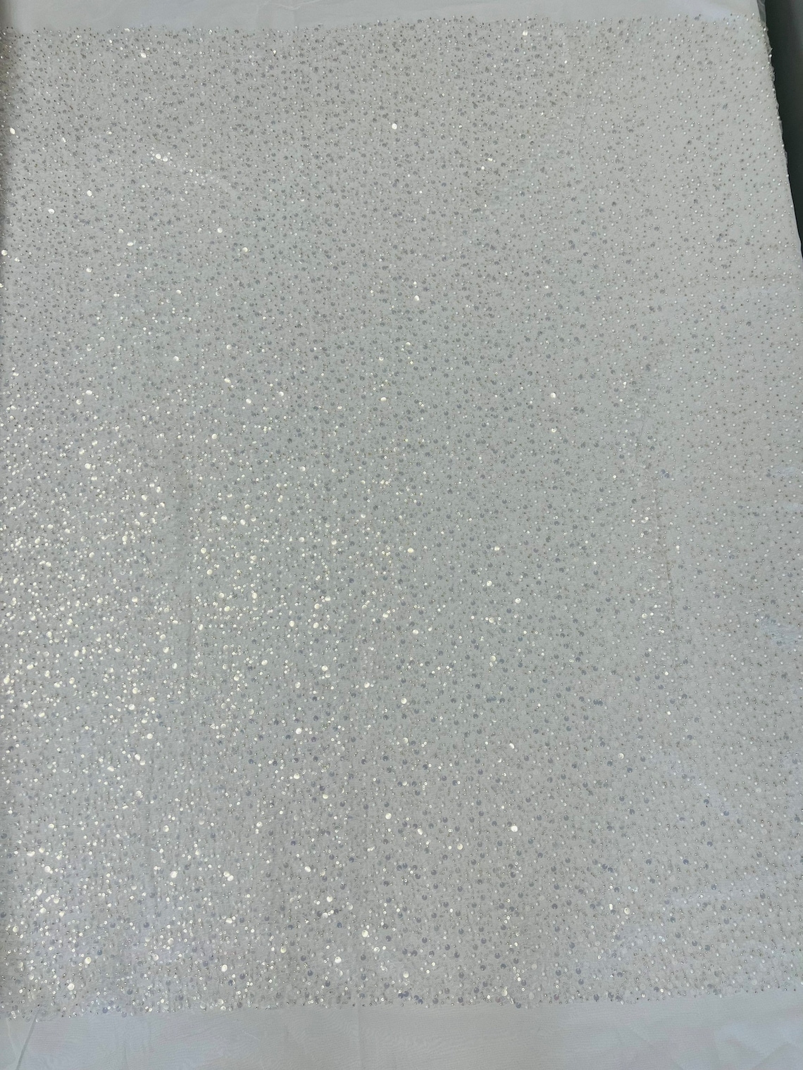 White Embroidery Beaded Fabric by the Yard With Sequin Fabric Etsy