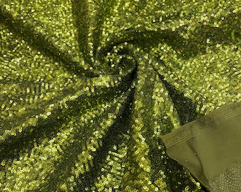 Olive Mini Glitz Sequin Fabric: 4-Way Stretch Spandex, Sold by the Yard