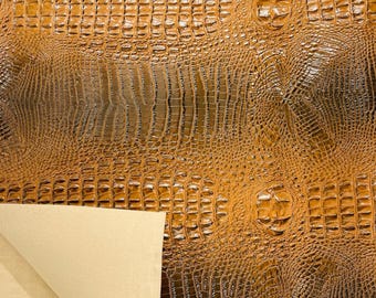 Tkanina winylowa z wytłoczonym wzorem krokodyla w kolorze koniakowo-brązowym: tapicerka ze sztucznej skóry 3D