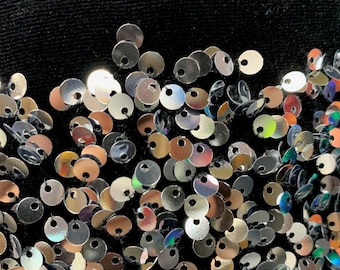 Silver Sequin Black Stretch Velvet Fabric: 5mm Shining Sequins, 58/60" Wide