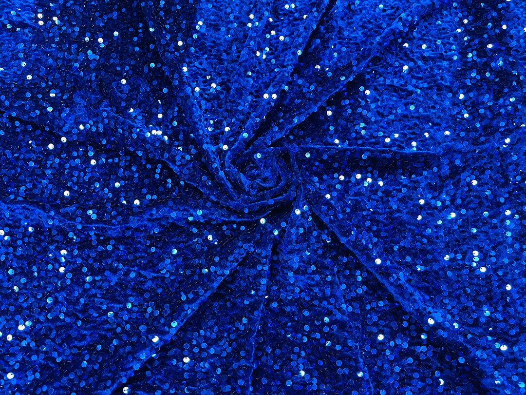 Royal Blue Sequins on Stretch Velvet With Partial Luxury - Etsy