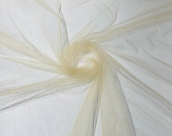 illusion Mesh Fabric | Champagne | 60" Wide, Sold By The Yard