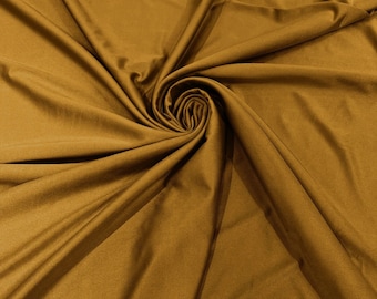 Mustard Gold Shiny Spandex Fabric: 4-Way Stretch Milliskin, 58" Wide - By The Yard