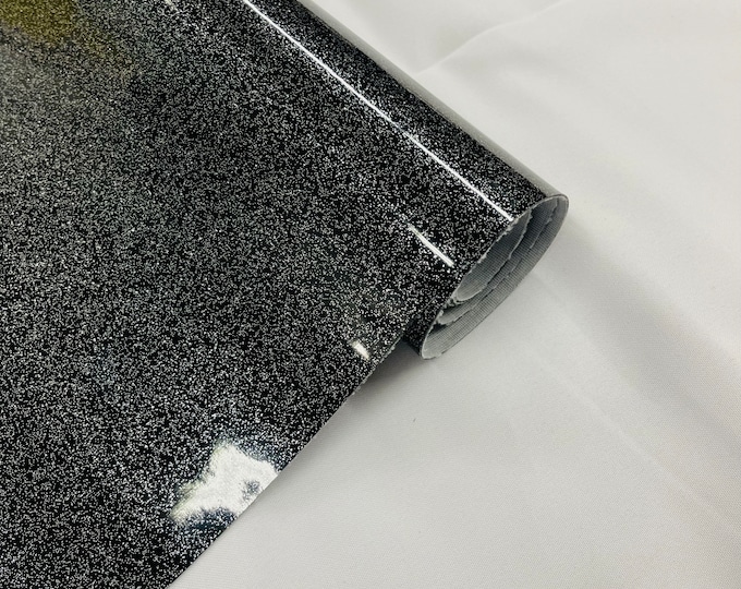 Black Sparkle Glitter Upholstery Vinyl Fabric - 54" Width Sold By The Yard