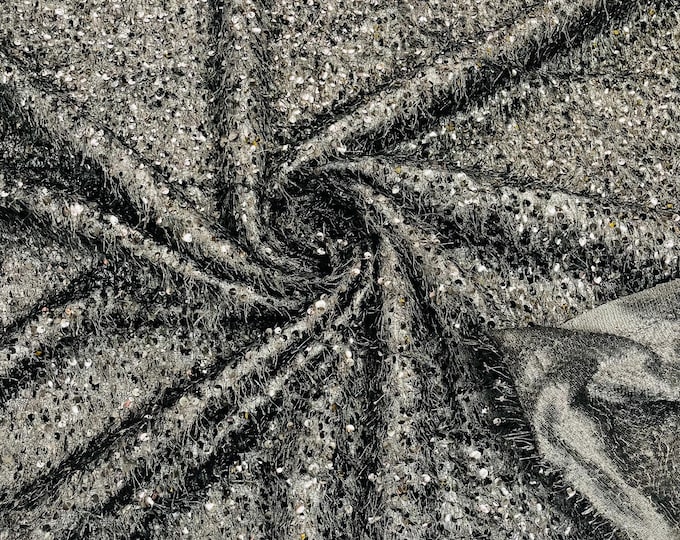 Black Sequin Eyelash Fringe Design By The Yard, eyelash fabric, Sequin Eyelash Sewing Fringe