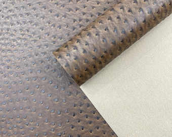 Brown Ostrich Faux Leather Upholstery By The Yard, Ostrich Embossed Vinyl Leather Upholstery, Purses Shoes Wallets 54" Wide