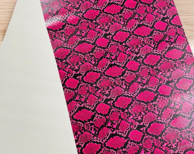 Hot Pink Snake Skin Embossed Vinyl - Python Snake Upholstery Accessory Design Vinyl Faux Leather Sold by the Yard