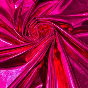 Fuchsia Metallic Foil Spandex Fabric: 2-Way Stretch Lame - By The Yard