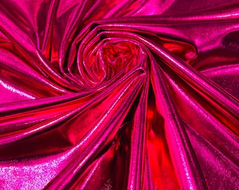 Fuchsia Metallic Foil Spandex Fabric: 2-Way Stretch Lame - By The Yard