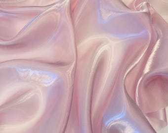Baby Pink Liquid Organza Fabric: Crystal Reflective Bridal Apparel
