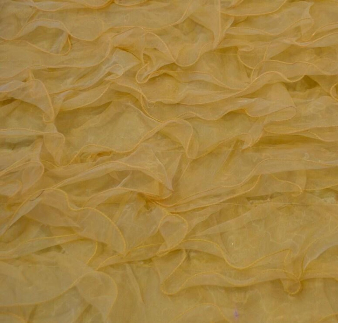 Organza Ruffle Gold Ruffle Fabric, Organza Ruffle on Taffeta Backing, Prom Dress ...