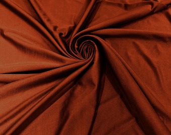 Rust Orange Shiny Spandex Fabric: 4-Way Stretch Milliskin, 58" Wide - By The Yard
