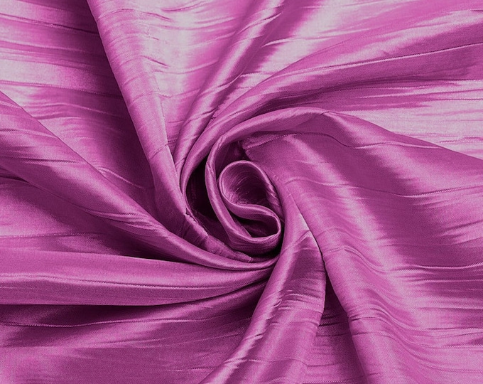 Crushed Taffeta Fabric - Candy Pink - 54" Inch Wide Crushed Taffeta Creased Fabric Sold by The Yard