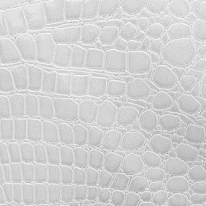 Vinilo blanco Faux Fake Leather Pleather Tela de cocodrilo brillante en relieve - corte a medida Tapicería Monederos Zapatos Carteras Cinturones