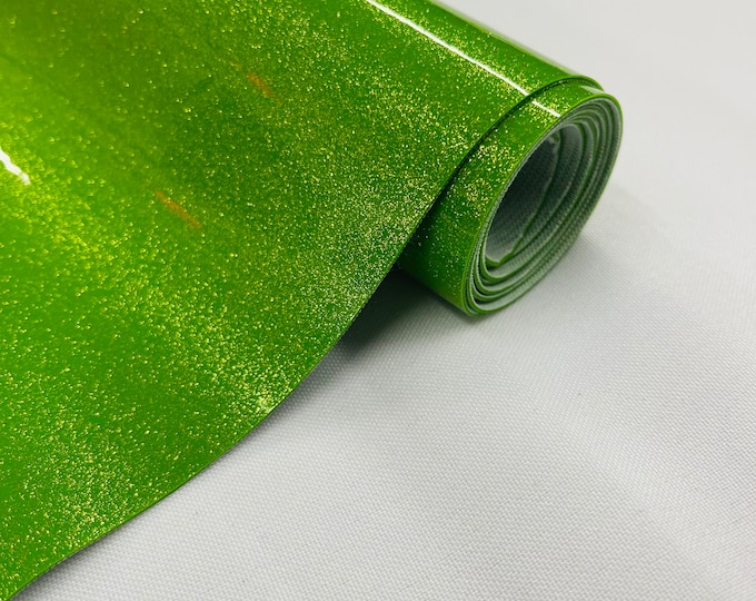 Lime Green Sparkle Glitter Upholstery Vinyl Fabric - 54" Width Sold By The Yard
