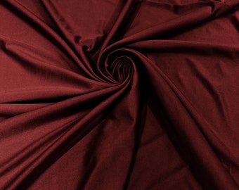 Burgundy Shiny Nylon Spandex Fabric: 4-Way Stretch Milliskin, 58" Wide - Sold by The Yard