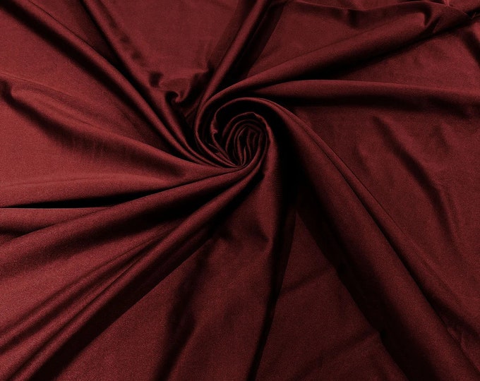 Burgundy Shiny Milliskin Nylon Spandex Fabric 4 Way Stretch Prom-Gown-Dress, 58" Wide Sold by The Yard (Pick a Size)