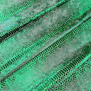 Green Illusion Anaconda Foil Printed On Stretch Velvet - Sold By The Yard - 58&quot;/60&quot; Snake Velvet Spandex Fabric