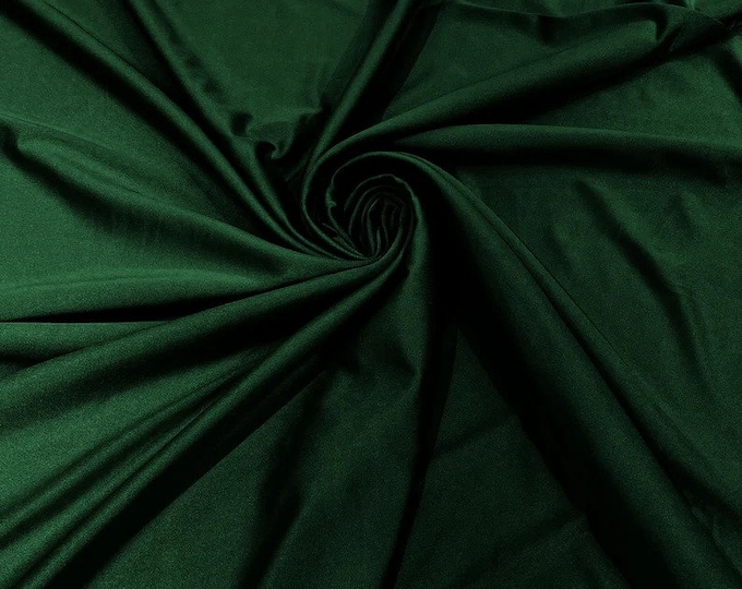 Hunter Green Shiny Milliskin Nylon Spandex Fabric 4 Way Stretch Prom-Gown-Dress, 58" Wide Sold by The Yard (Pick a Size)