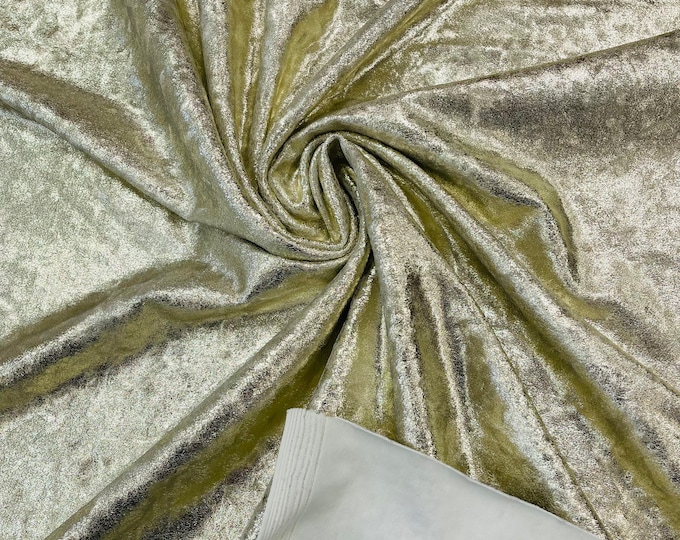 Ivory Foiled Stretch Velvet By The Yard | Velvet Fabric | Foiled Velvet 4 Way Stretch 60'' Wide, Sewing, Apparel, Costume, Mia Fabrics inc