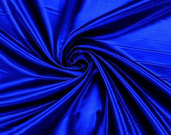 Dark Royal Blue - 60" Shiny Heavy Bridal Satin Fabric for Wedding, Gala, Prom Dress Sold By Yard