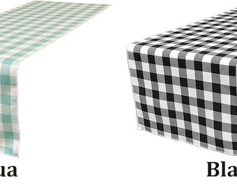 Checkered Table Runner: 12" Plaid Polyester Poplin, USA Made