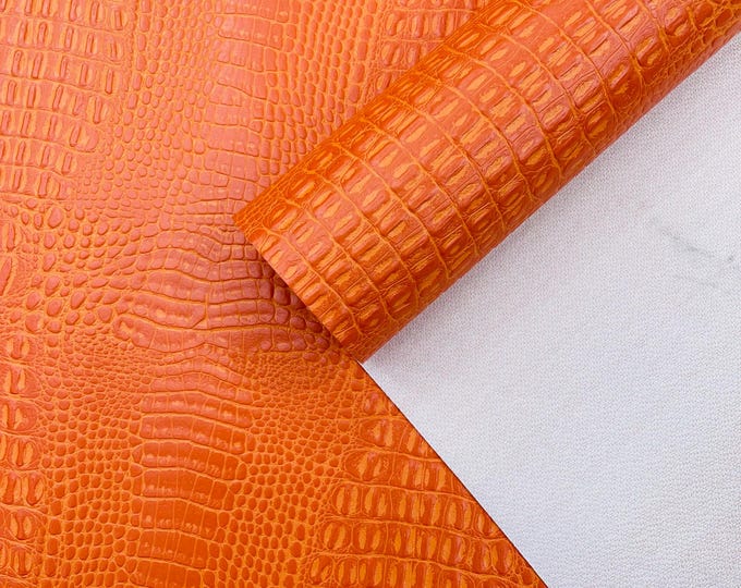 Crush Orange Crocodile Marine Vinyl Fabric: Waterproof, Anti-Fungal Upholstery