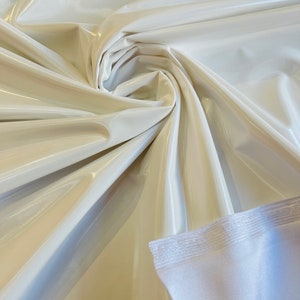 White Shiny Vinyl Fabric: 4-Way Stretch Milliskin Spandex, 58&quot; Wide