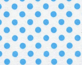 White/Turquoise Polka Dot Poly Cotton Fabric - 58/60" Wide
